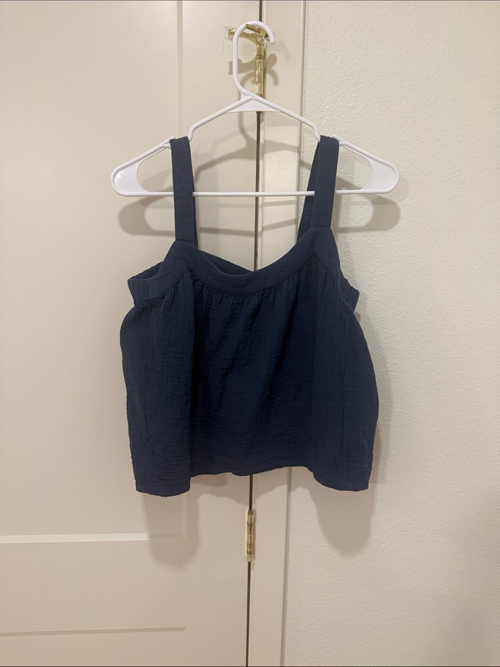 PACT Square-Neck Navy Organic Cotton Tank Top with Wide Straps
